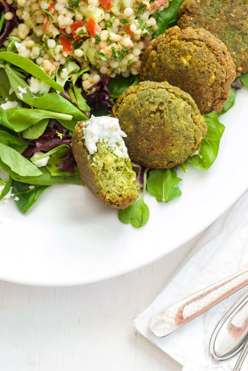 Falafel with Couscous Tabbouleh Salad - Oh So Delicioso
