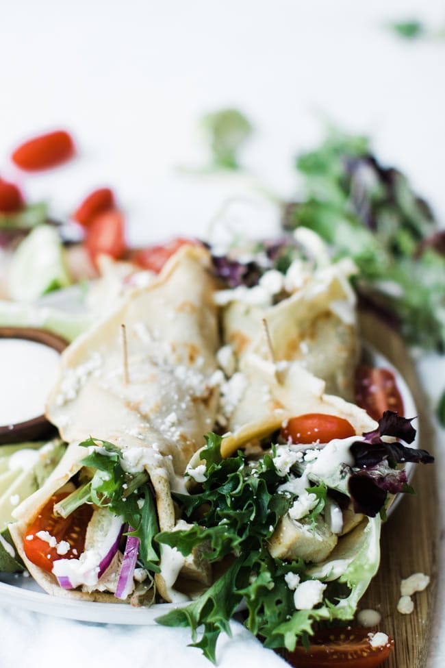savory crepes filled with lettuce chicken and veggies