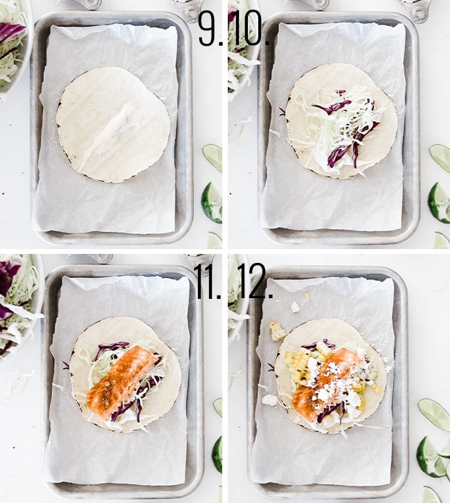 How to build a salmon taco.