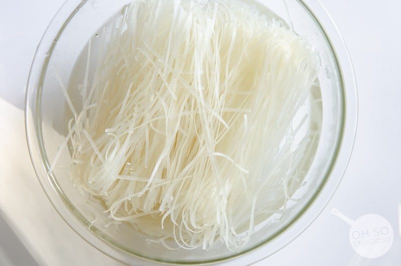 Rice Noodles soaking in water