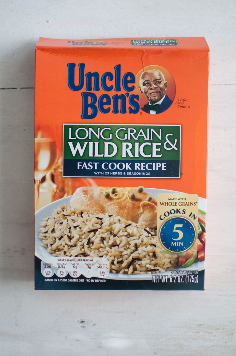 Uncle Ben's brand long grain and wild rice box