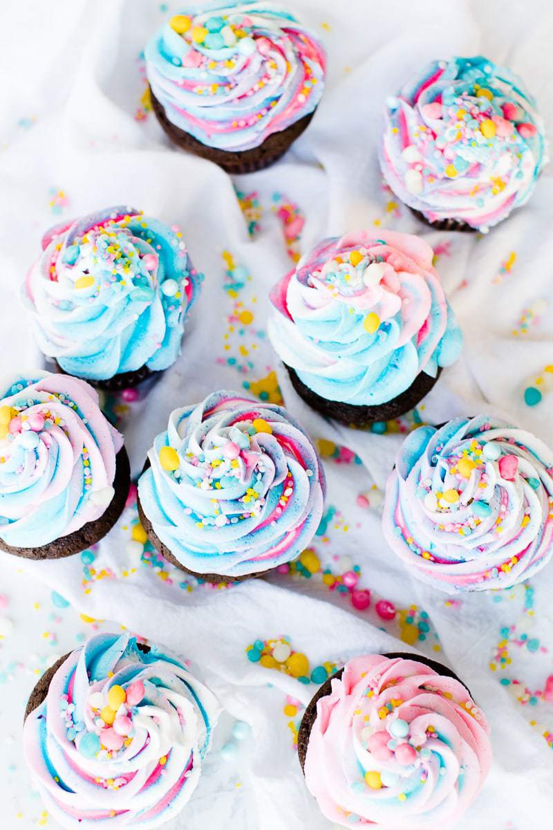 chocolate cupcakes with unicorn icing 