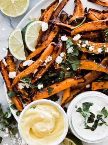 Air Fryer Sweet Potato Fries with Dipping Sauces