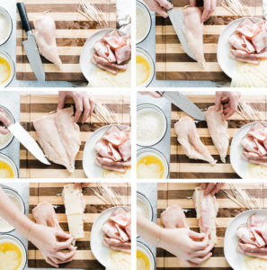 steps on how to roll a chicken cordon bleu roll
