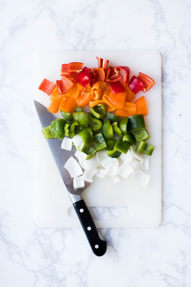 veggies chopped on cutting board