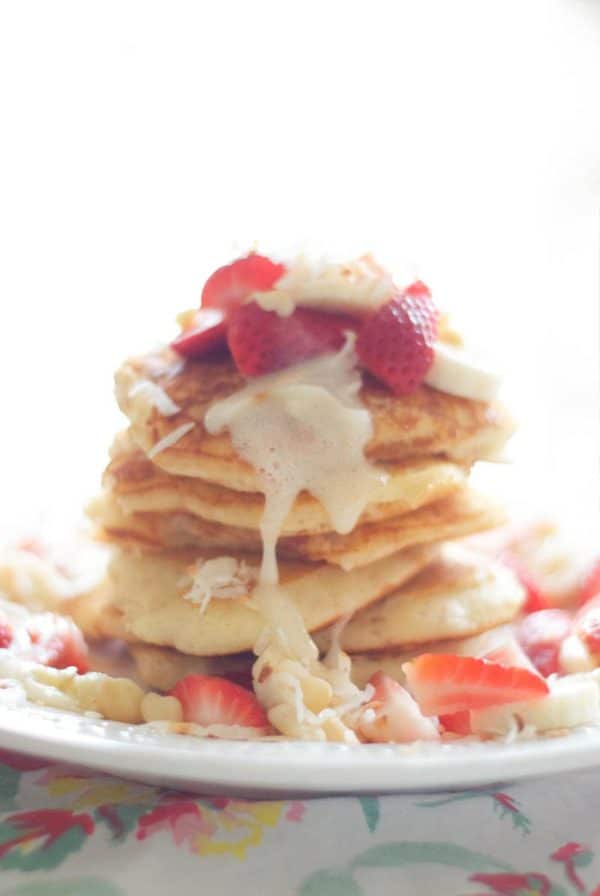Tropical Pancakes with Coconut Syrup - Oh So Delicioso