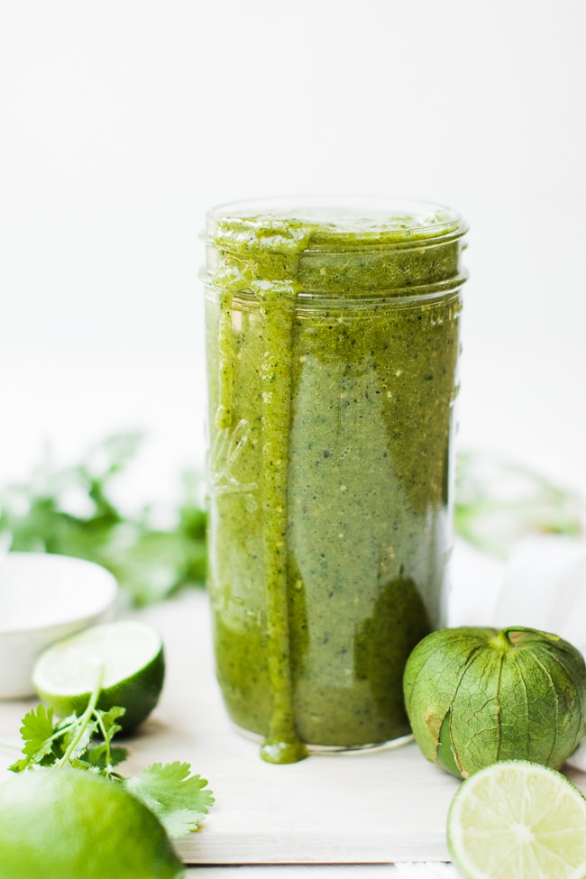 jar of green salsa