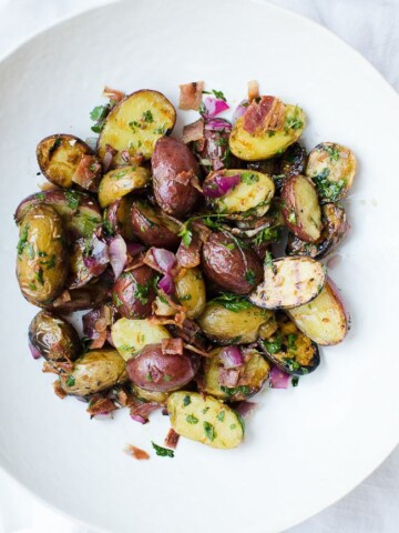 grilled potato salad in bowl