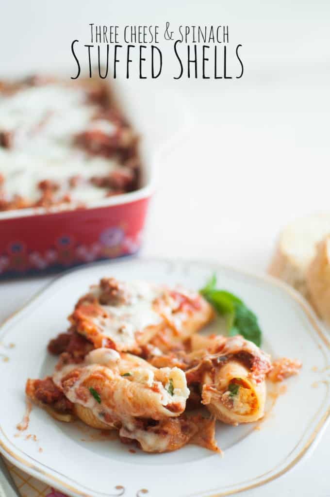 Three Cheese and Spinach Stuffed Shells Pinterest Image 