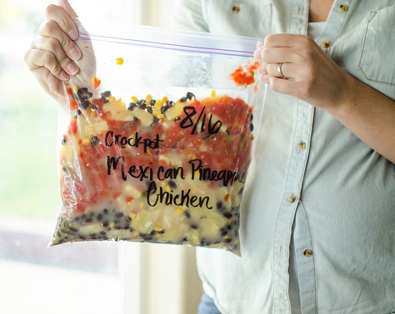 Mexican Chicken Freezer Meal in freezer bag