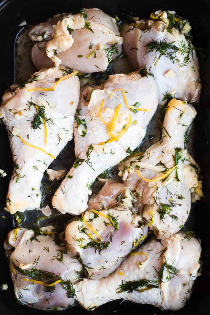 raw Lemon Herb Chicken in baking dish