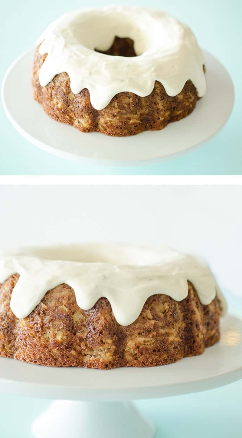 photo collage of Apple Cake with Cinnamon Cream Cheese Glaze 