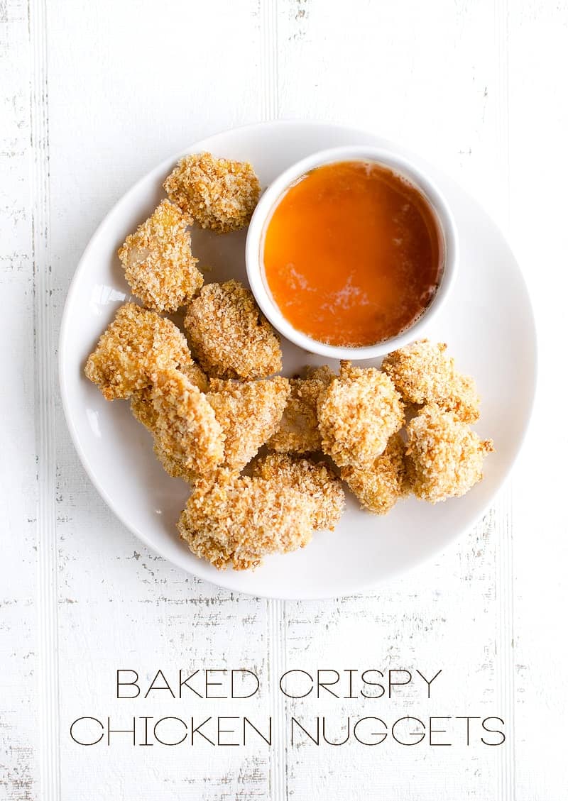 Baked Crispy Chicken Nuggets with Honey Dipping Sauce