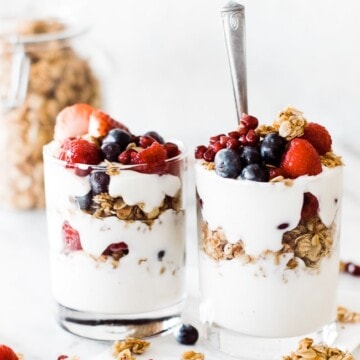two fruit and granola parfaits