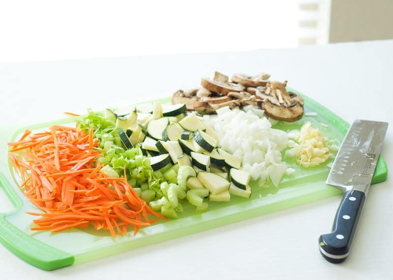 chopped vegetables on cutting board
