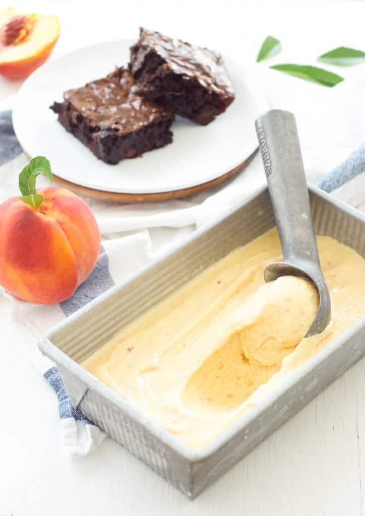 Image of Peaches and Cream Frozen Custard in a pan 