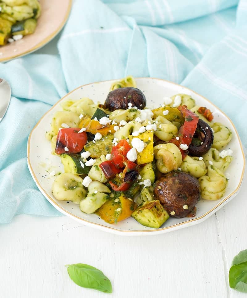 Grilled Veggie and Tortellini Pasta with Basil Vinaigrette Oh So Delicioso
