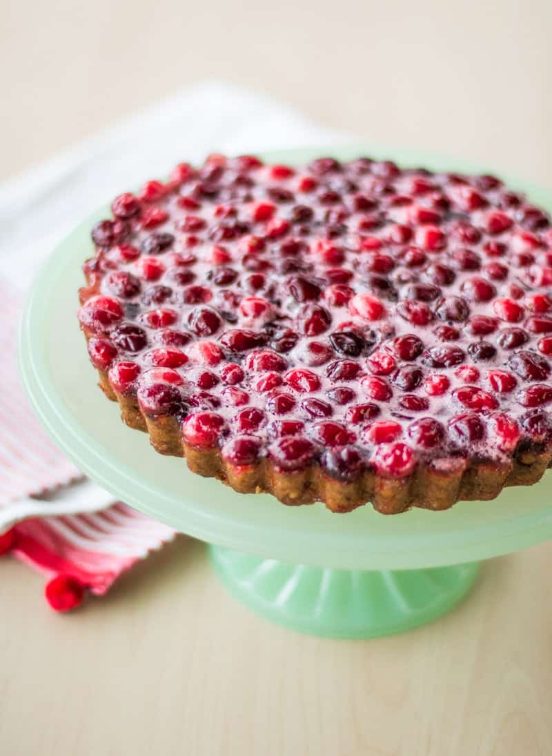A close up of a Christmas Cranberry Tart