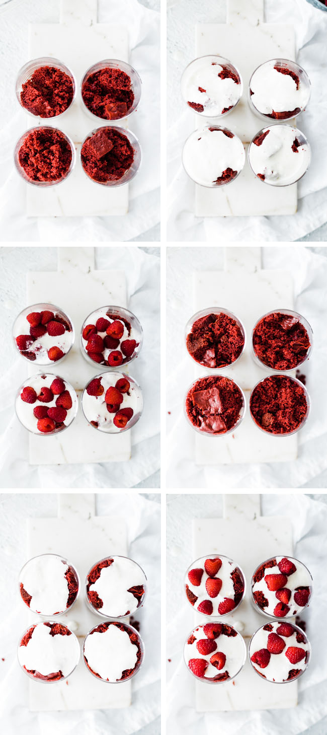 steps to layering raspberry parfait