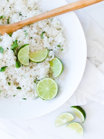 Easy Cilantro Lime Rice recipe featured by popular foodie blogger, Oh So Delicioso