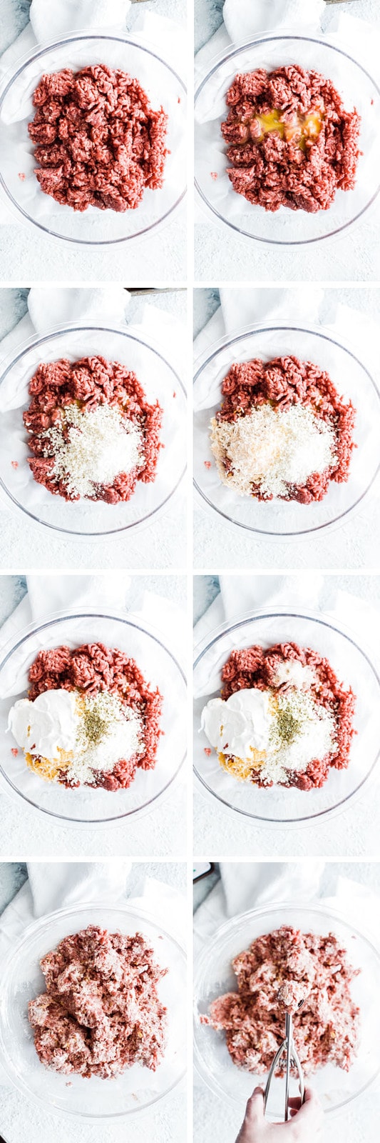 8 step by step photos of how to make homemade meatballs
