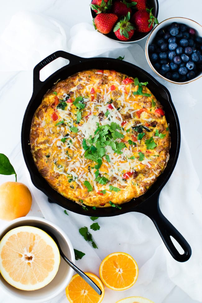 Sausage & Parmesan Quick Frittata Recipe | Main Dish | Oh So Delicioso