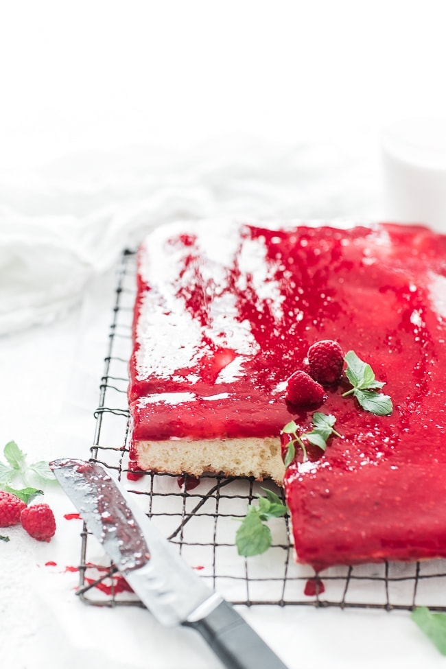 Raspberry Vanilla Sheet Cake