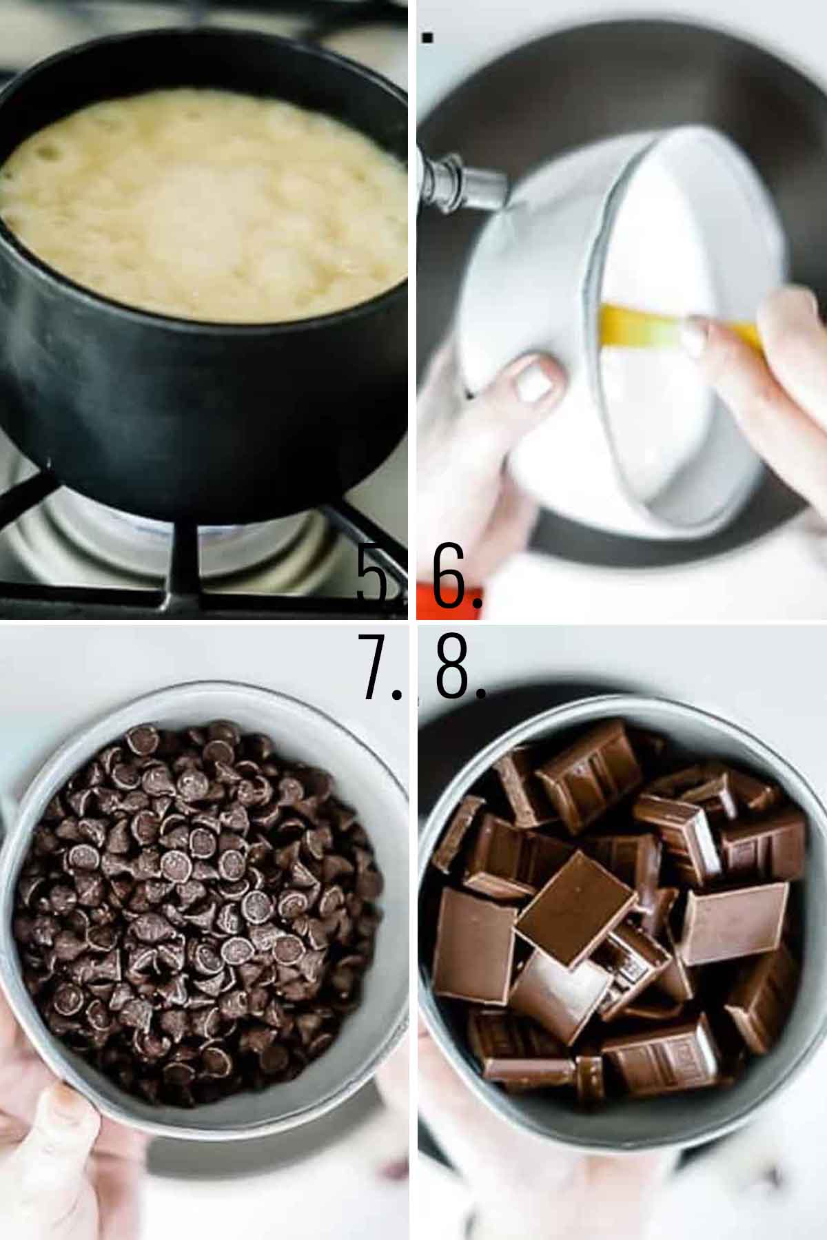 Collage of images showing how to make hershey's fudge.