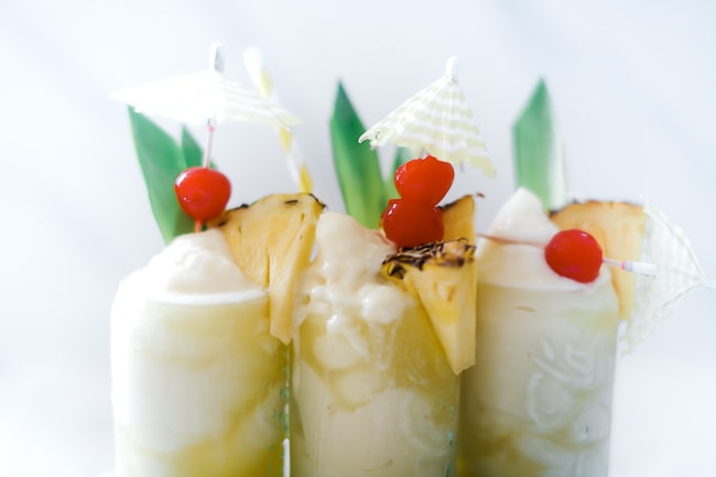 Dole floats in tall glasses.