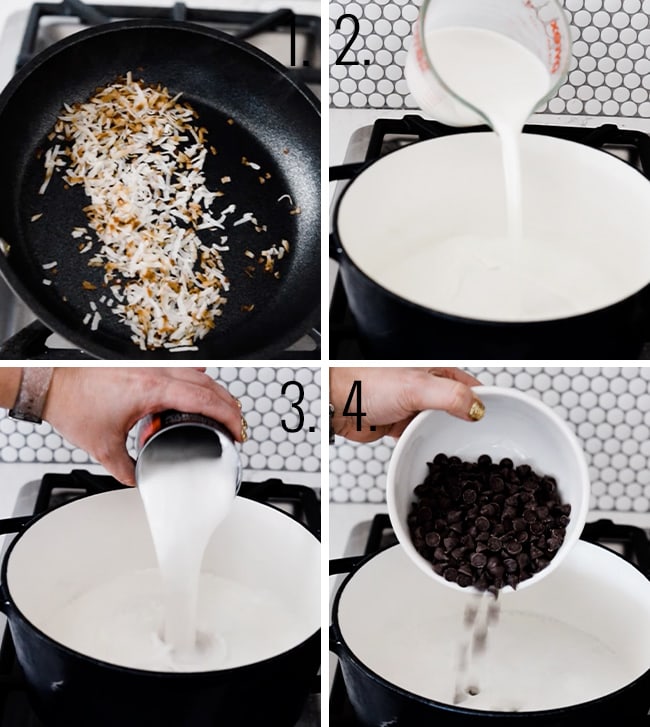 How to toast coconut and make hot cocoa.