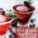 Pin for pinterest graphic for sparkling cranberry soda with image and text on top.