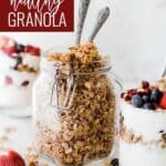 PIn for pinterest graphic with an image of healthy granola and text on top.