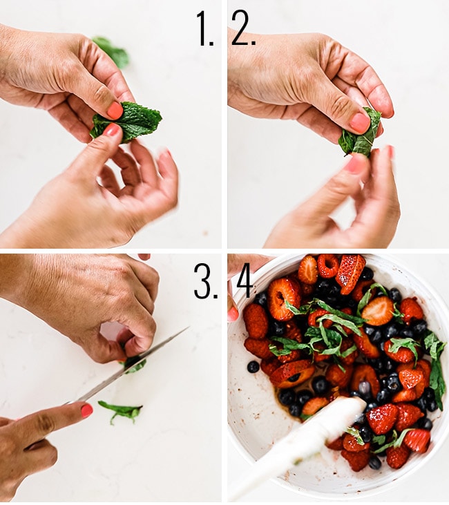 How to chiffonade mint.