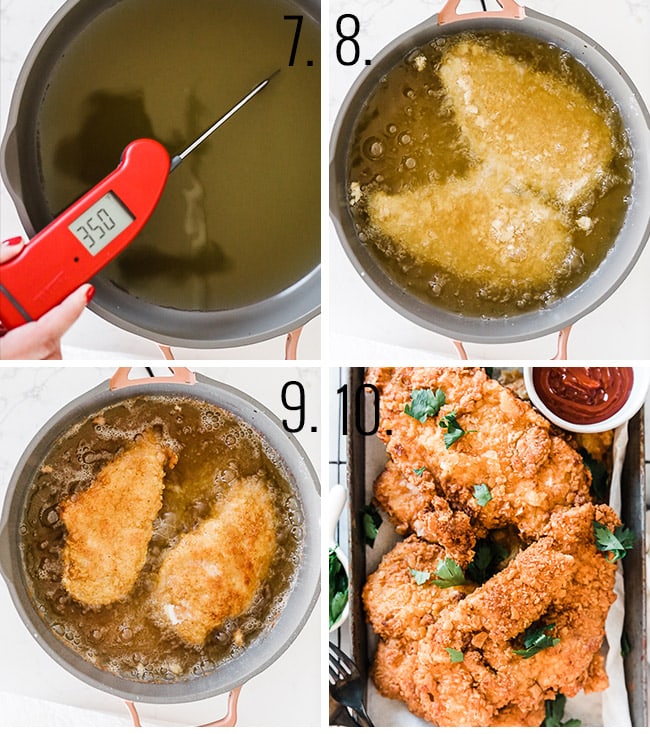 How to fry chicken in a skillet.