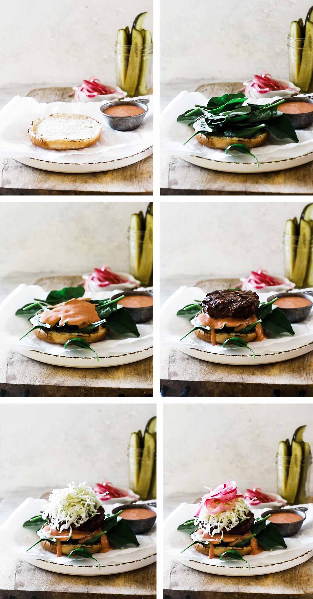 How to build a burger step by step.