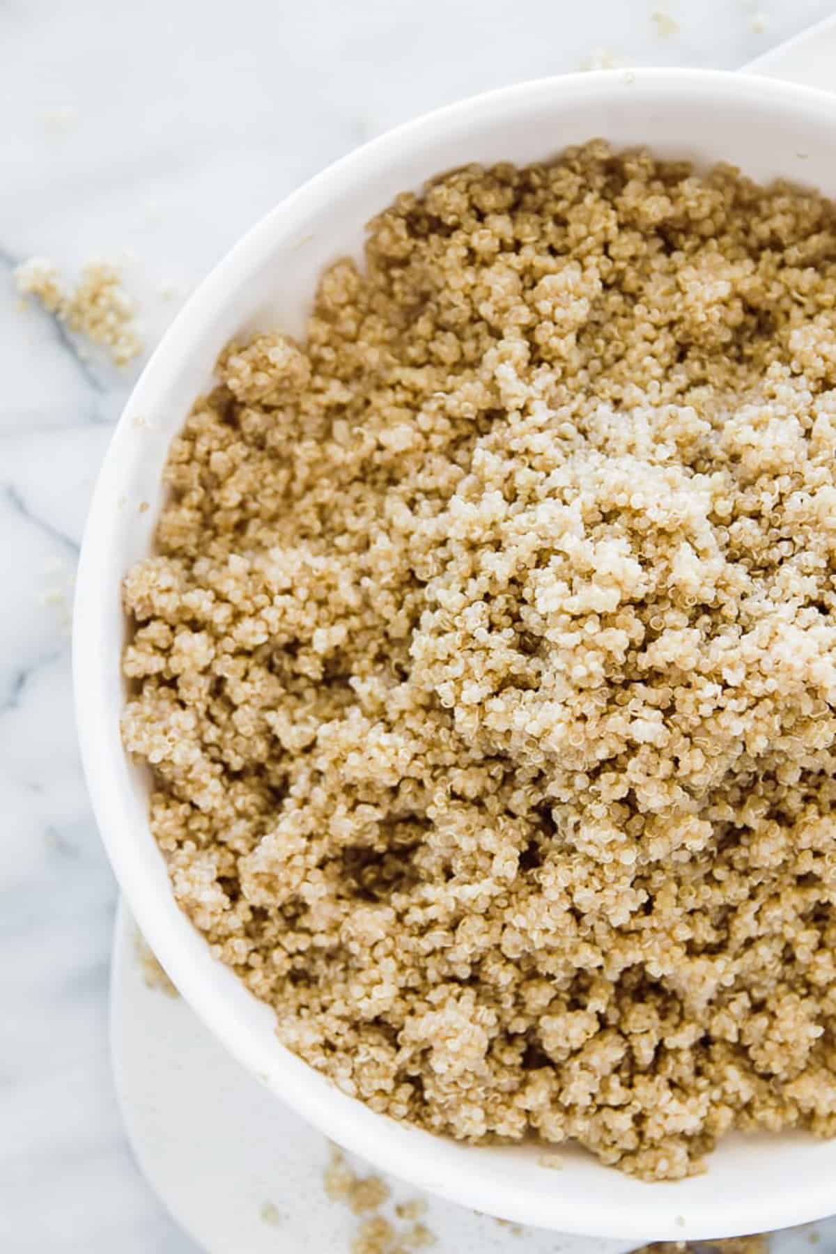 instant pot quinoa in a white bowl 