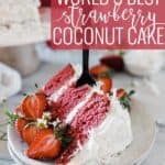 Strawberry Coconut Cake Pinterest Image.