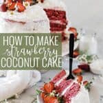 Strawberry Coconut Cake Pinterest Image.