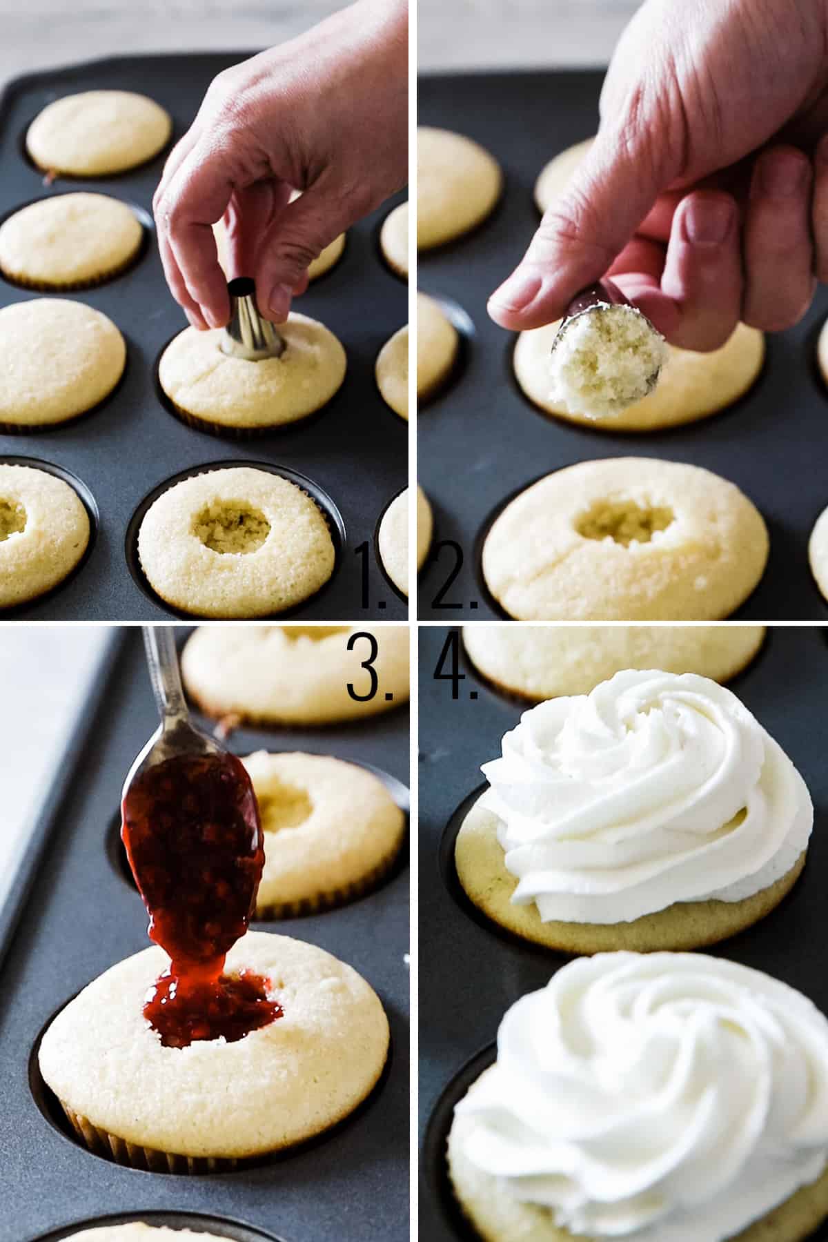 How to assemble the cupcakes.