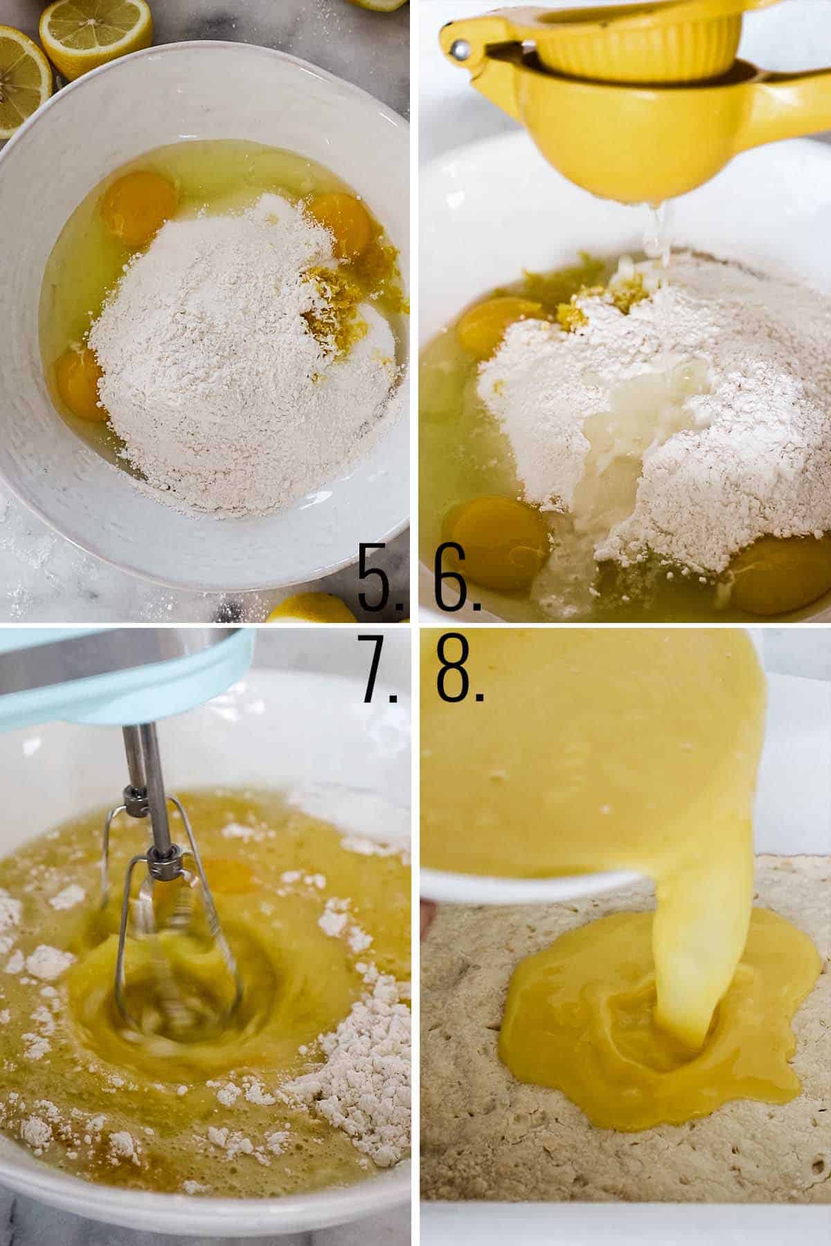 Step 5-8 of how to make easy lemon bars.