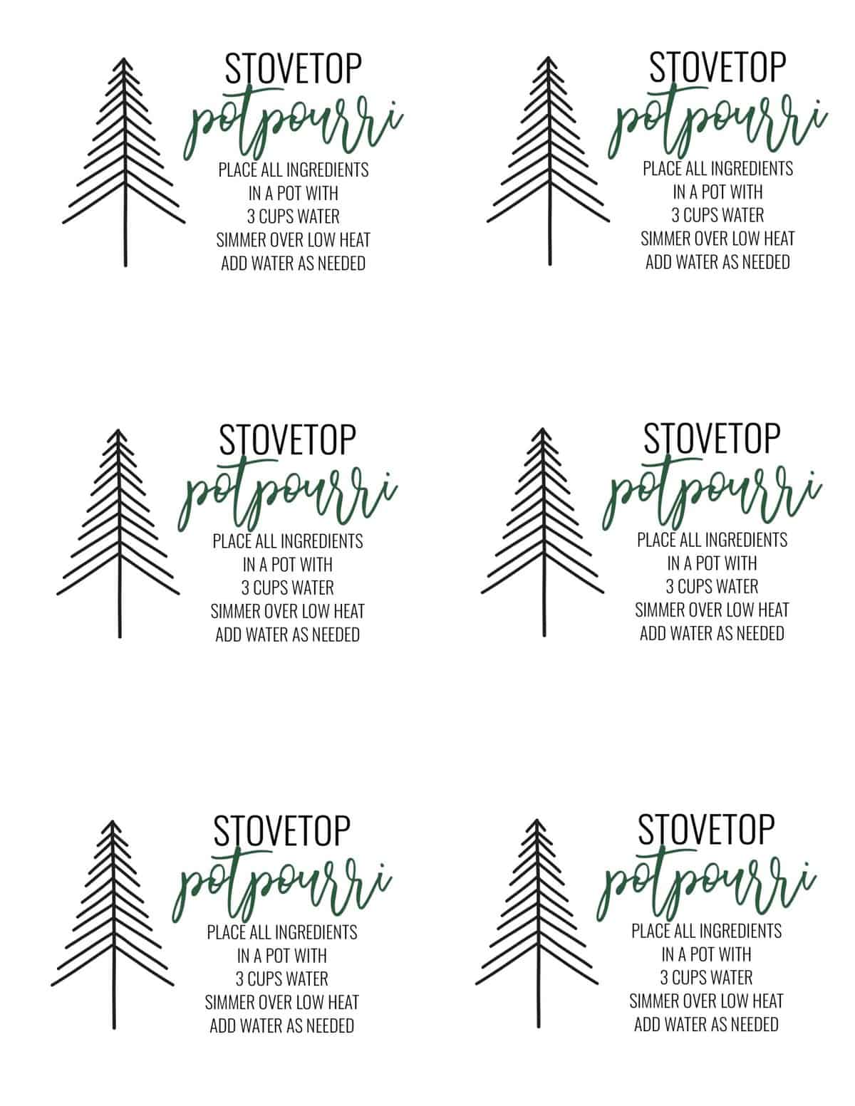 Free printable gift tag for Christmas Potpourri
