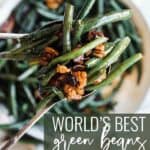 Green beans and bacon Pinterest image.