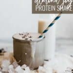 Chocolate protein smoothie Pinterest image.