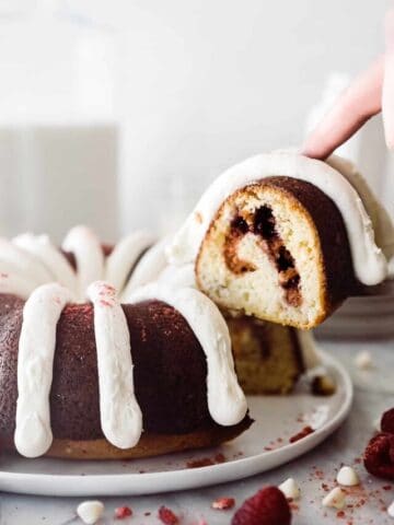 White Chocolate Raspberry Bundt Cake