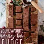Pin for pinterest of old fashioned fudge with an image and text on top.