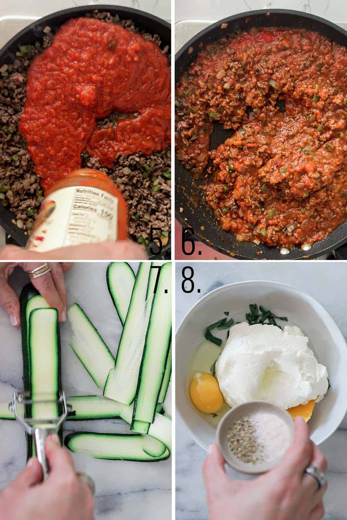 How to make the filling for keto lasagna.