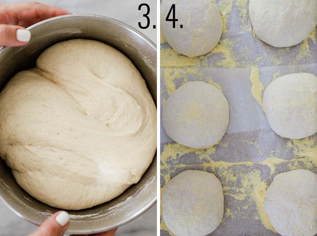 Bread bowl dough in a bowl.